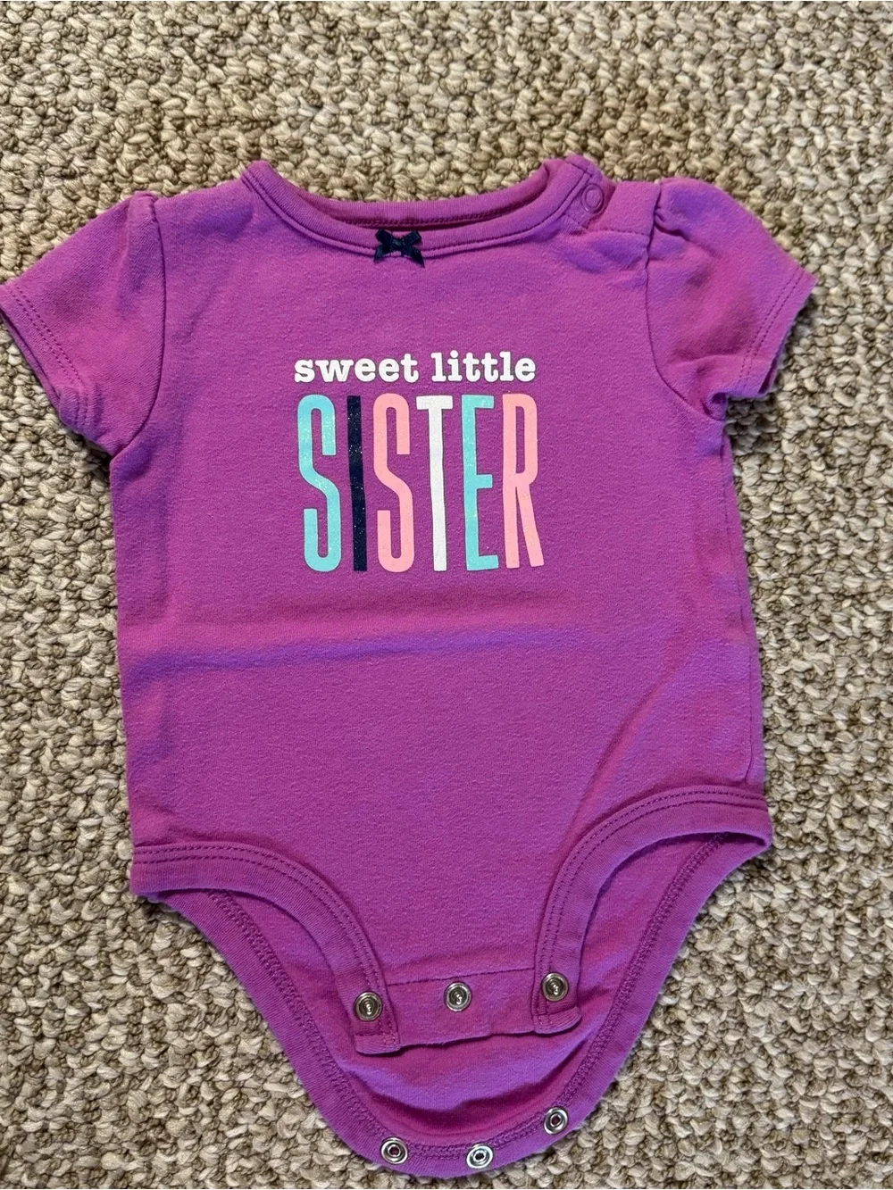 Carter's Baby Girl Sweet Little Sister Short Sleeve Purple Bodysuit 3 Months